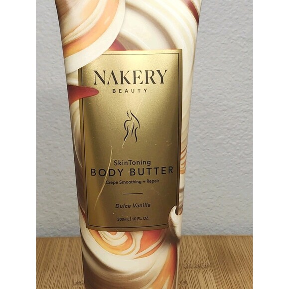 Nakery Beauty Skin Toning Body Butter 10 oz Dulce Vanilla Crepe Smoothing NEW - Picture 2 of 3